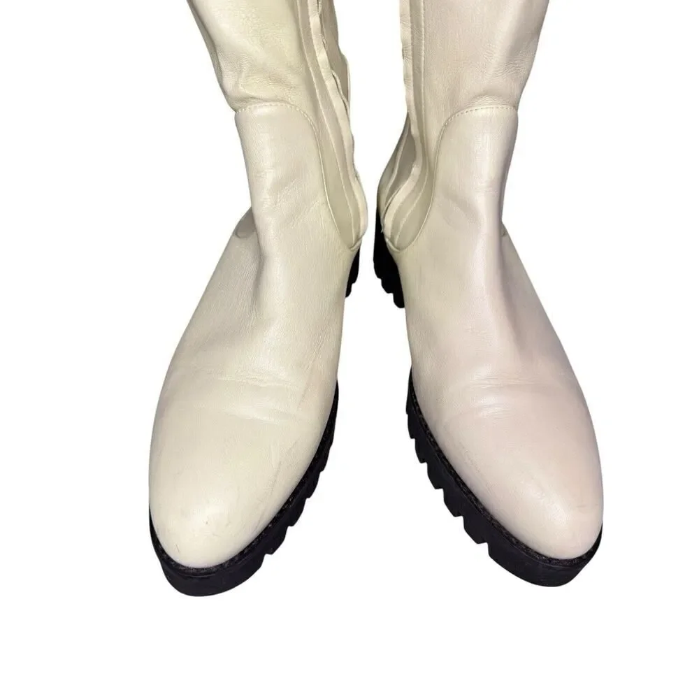 Theory Over-The-Knee Boot in Faux Leather White sz 9 US